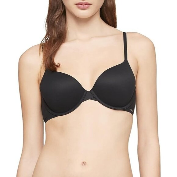 Calvin Klein Womens Perfectly Fit Full Coverage Modern T-Shirt Bra 30D NWT Black - Picture 1 of 5